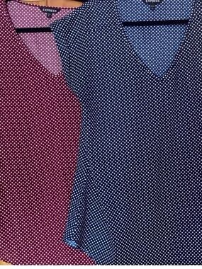 Express Ladies  Polka Dot V-Neck Blazer — Navy & Burgundy (2 pieces )